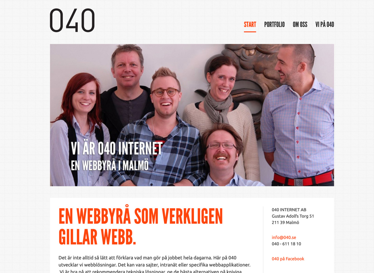 äldre startsida för 040