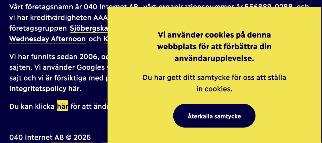 screenshot på consentruta