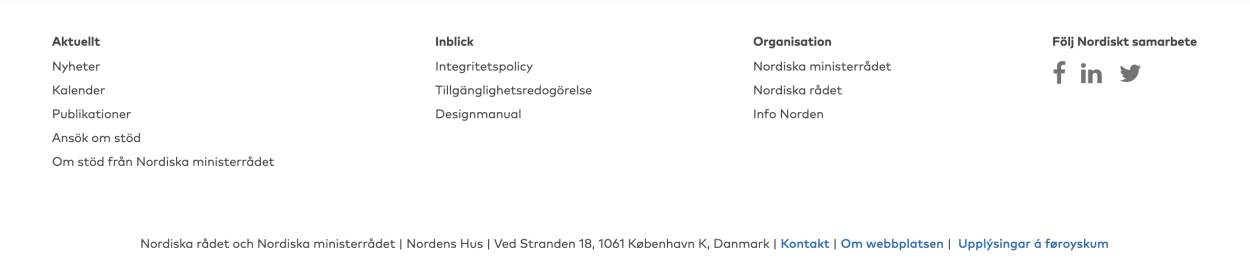 screenshot på norden.org:s sidfot