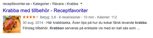 Strukturerad data, recept på krabba.