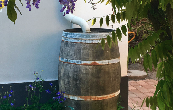 Plats för vatten regntunna